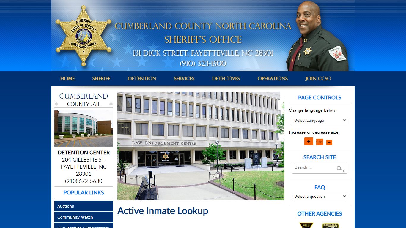 Active Inmate Lookup | ccsonc.org - Fayetteville, NC.
